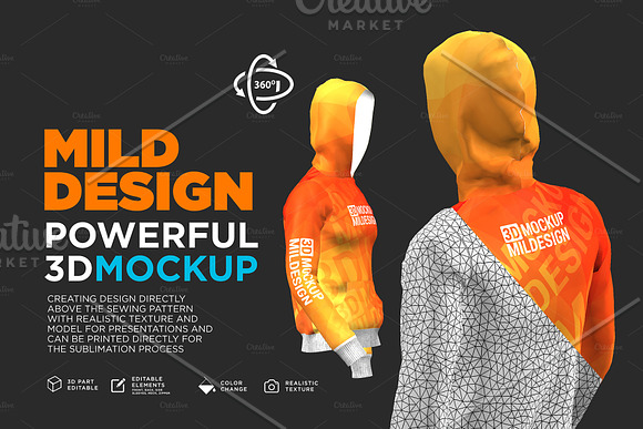 3D Mockup: Hoodie Jumper Long Sleeve in Product Mockups - product preview 7