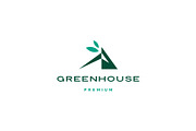 green house leaf roof logo vector