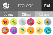 50 Ecology Flat Shadowed Icons