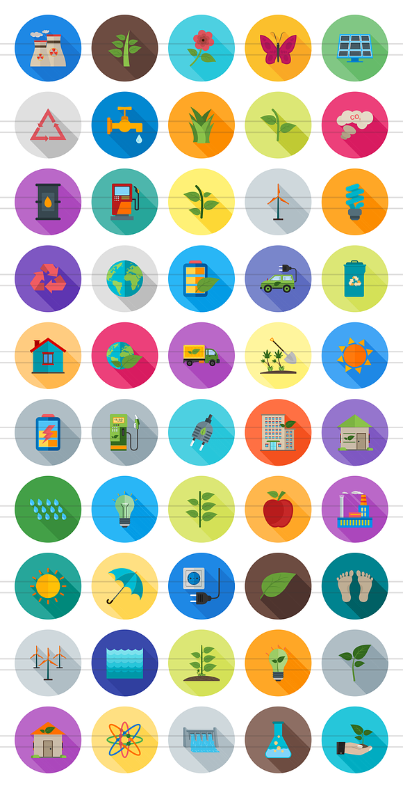 50 Ecology Flat Shadowed Icons in Graphics - product preview 1