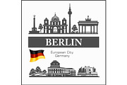 Berlin City skyline black and white
