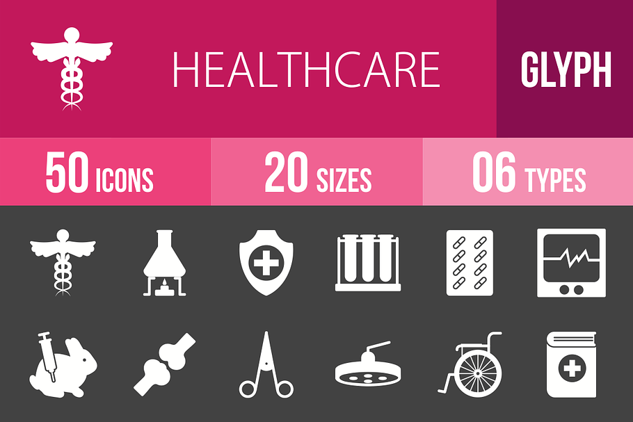50 Healthcare Glyph Inverted Icons