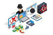 Hacking clip art, isometric style