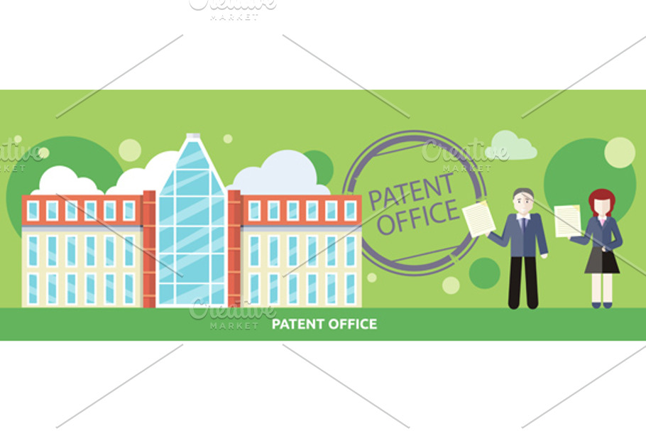 Patent Office Concept in Flat Design