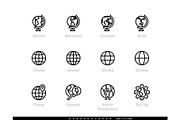 World and Globe Editable Line Icons.