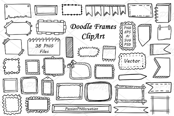 Doodle Frames and Banners Clipart