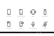Phone Functions and Apps icons set