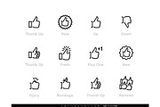 Thumb Up Editable Line Icons.