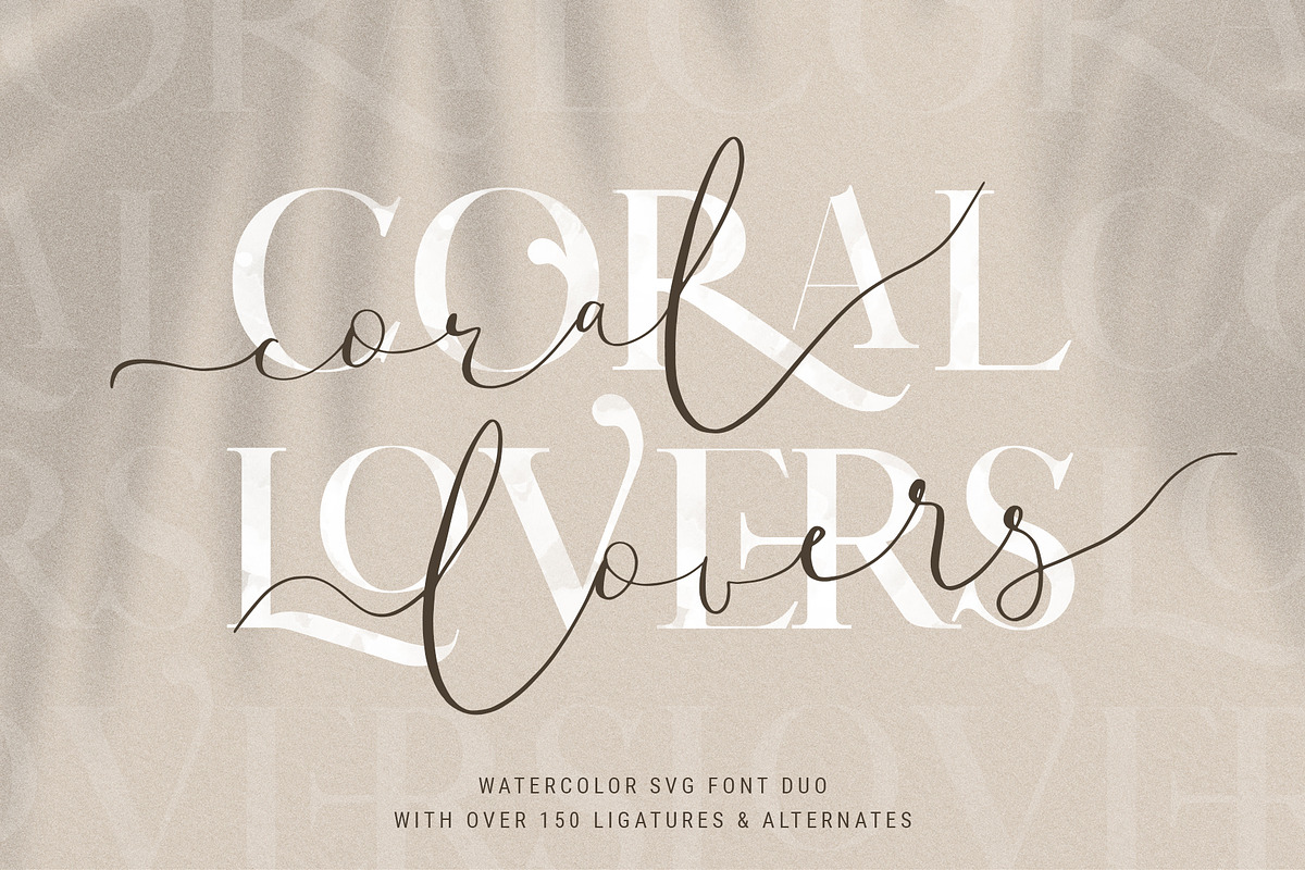 Coral Lovers SVG Watercolor Font Duo in Script Fonts - product preview 8