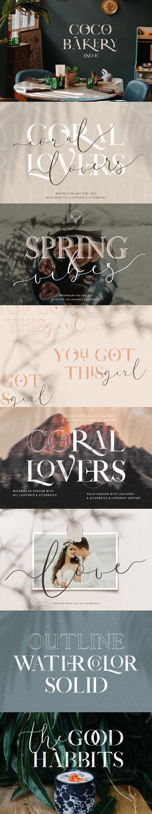 Coral Lovers SVG Watercolor Font Duo in Script Fonts - product preview 4