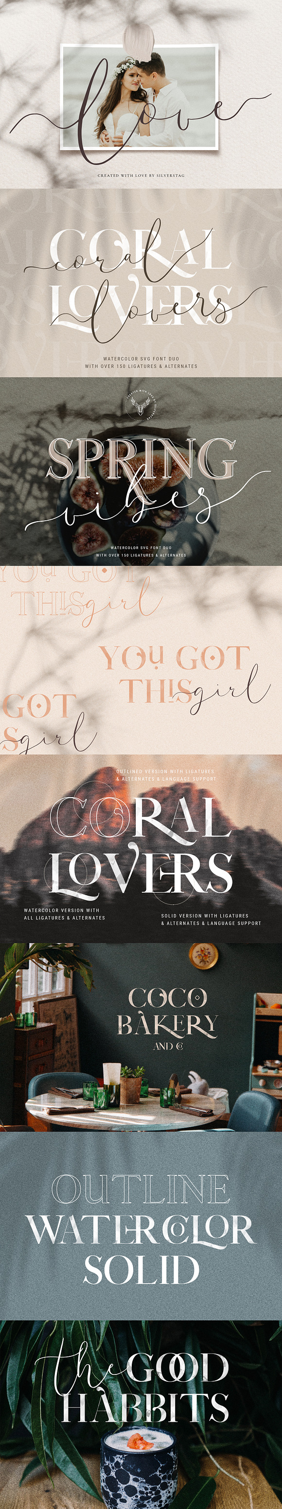 Coral Lovers SVG Watercolor Font Duo in Script Fonts - product preview 5
