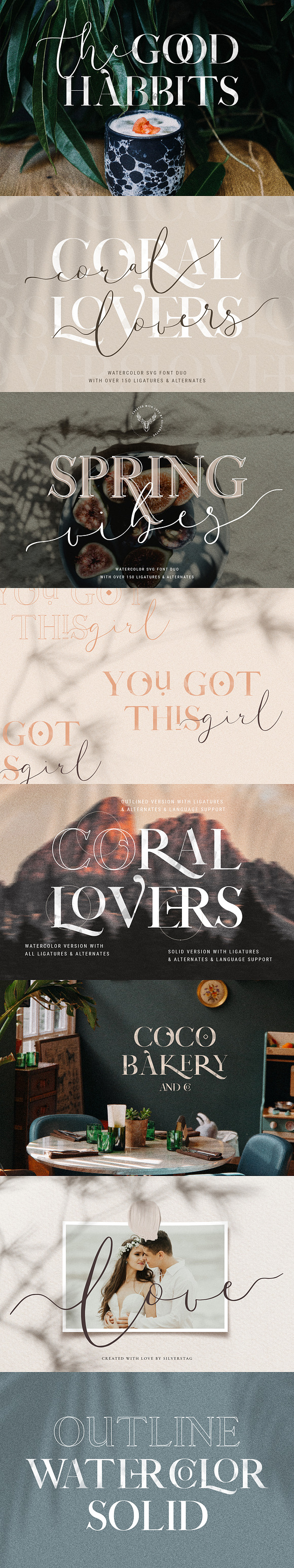 Coral Lovers SVG Watercolor Font Duo in Script Fonts - product preview 7