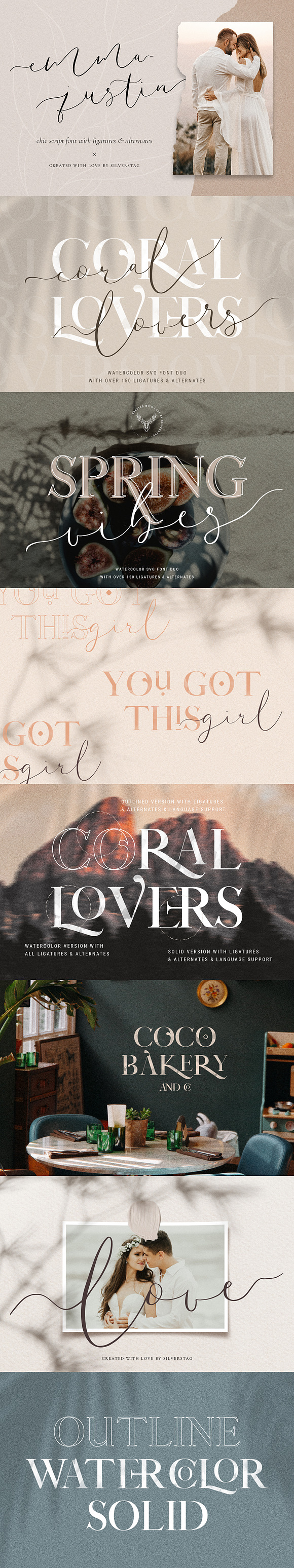 Coral Lovers SVG Watercolor Font Duo in Script Fonts - product preview 8