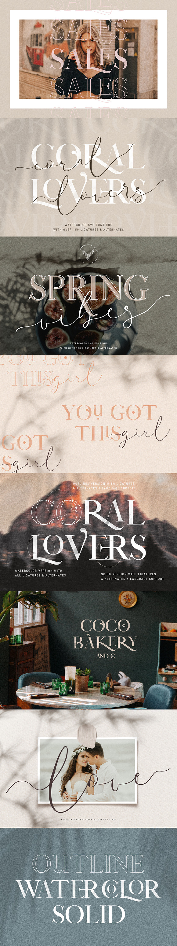 Coral Lovers SVG Watercolor Font Duo in Script Fonts - product preview 9