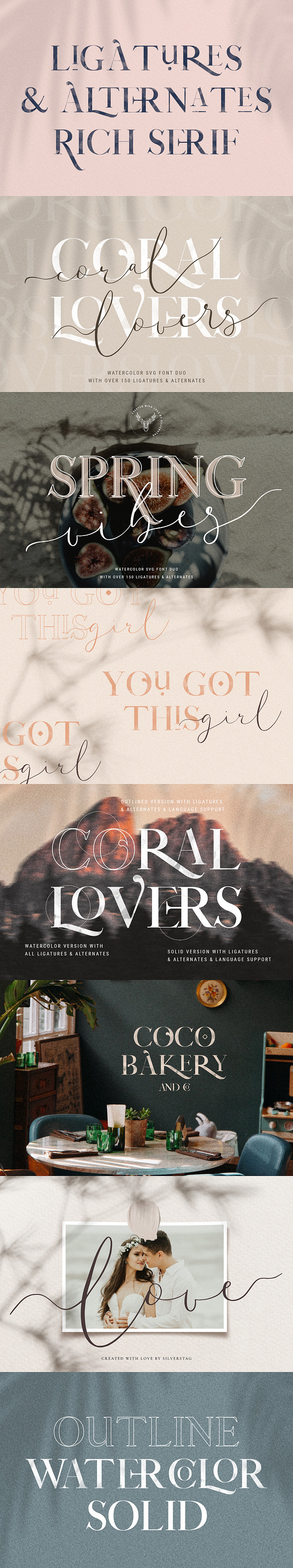 Coral Lovers SVG Watercolor Font Duo in Script Fonts - product preview 10