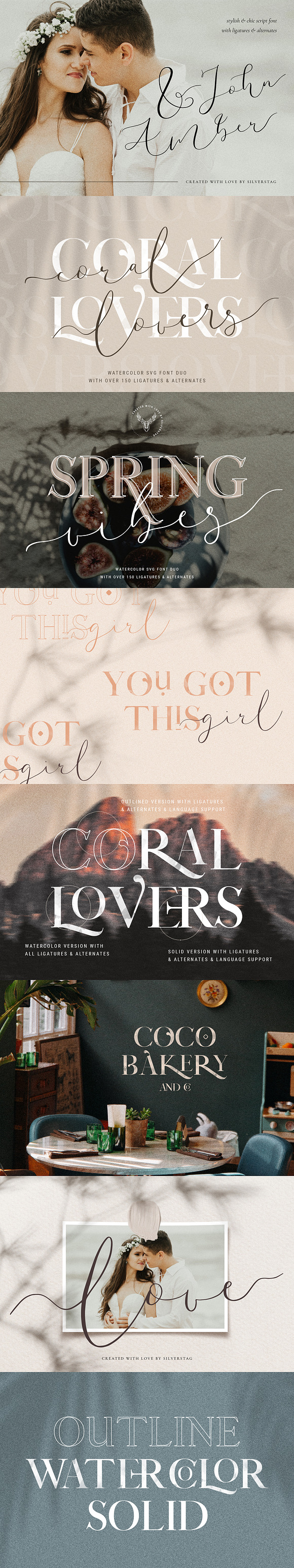 Coral Lovers SVG Watercolor Font Duo in Script Fonts - product preview 11