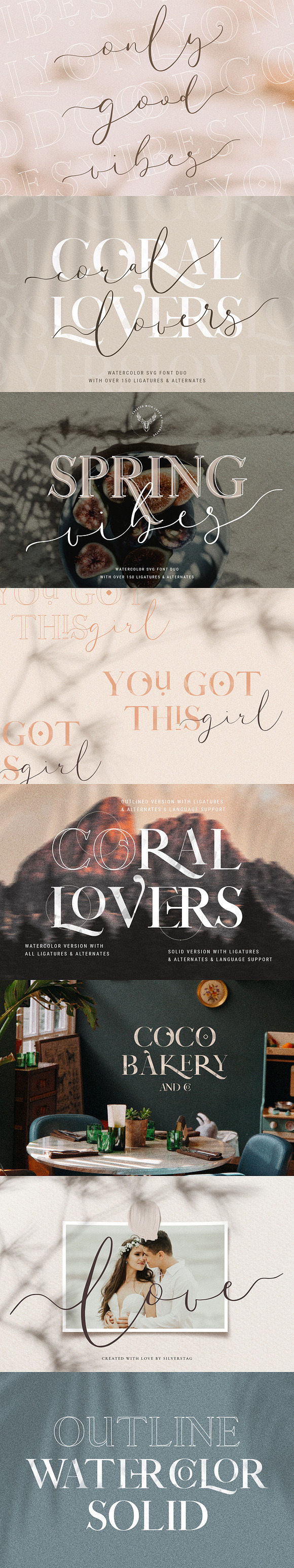 Coral Lovers SVG Watercolor Font Duo in Script Fonts - product preview 13