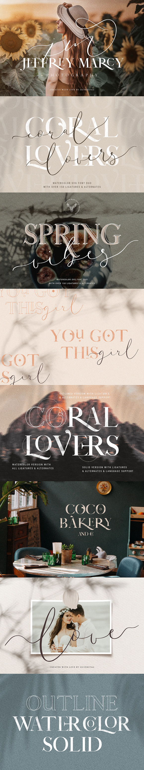 Coral Lovers SVG Watercolor Font Duo in Script Fonts - product preview 14