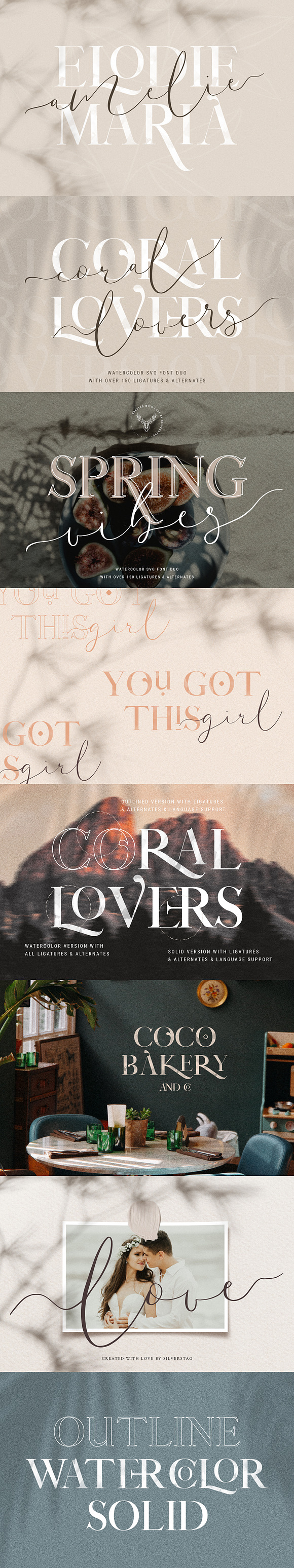 Coral Lovers SVG Watercolor Font Duo in Script Fonts - product preview 15