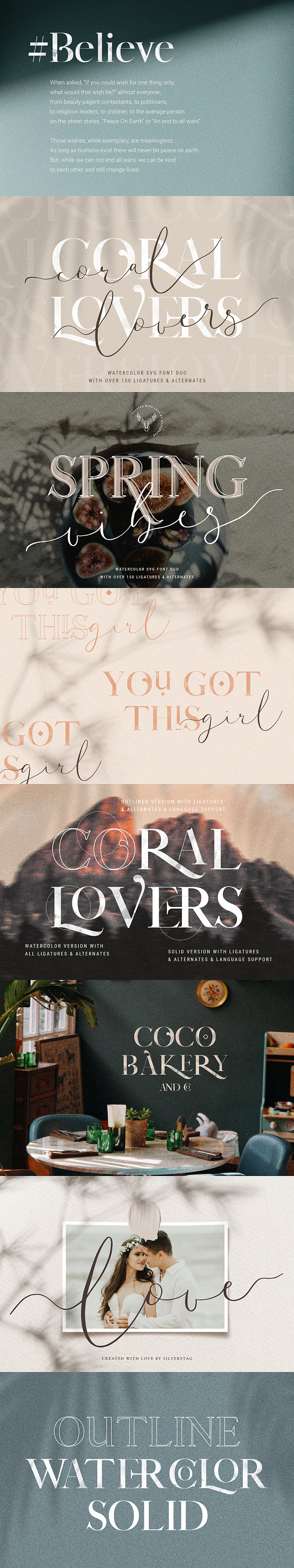 Coral Lovers SVG Watercolor Font Duo in Script Fonts - product preview 16