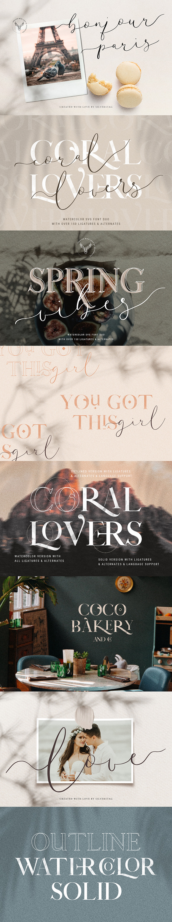 Coral Lovers SVG Watercolor Font Duo in Script Fonts - product preview 17