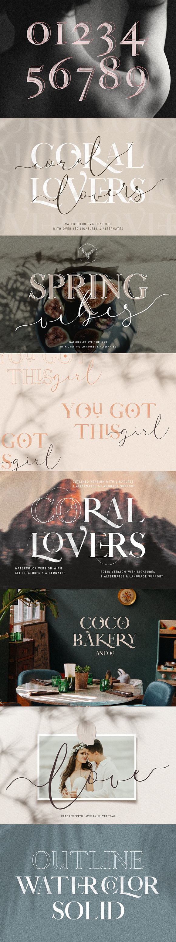 Coral Lovers SVG Watercolor Font Duo in Script Fonts - product preview 19