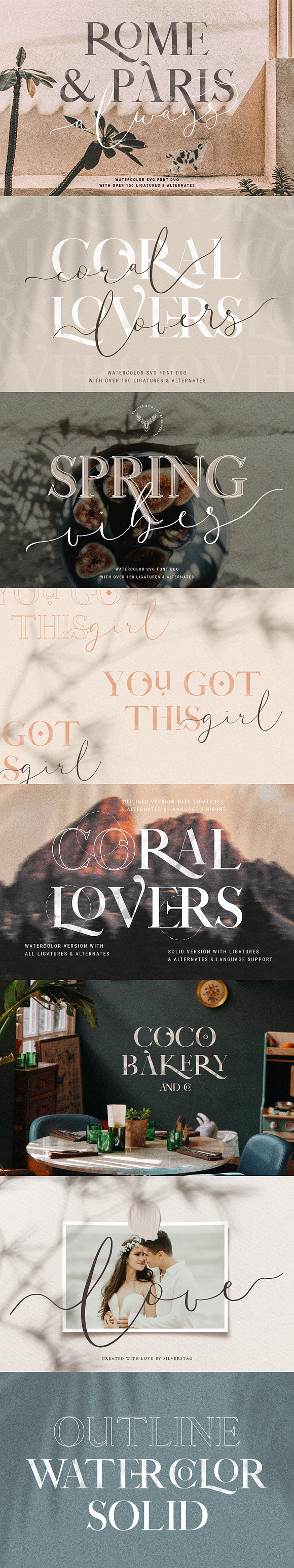Coral Lovers SVG Watercolor Font Duo in Script Fonts - product preview 21