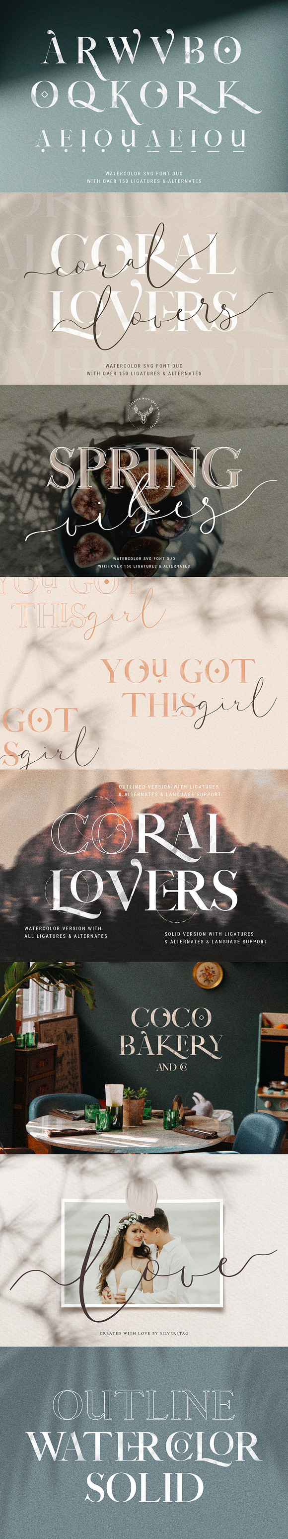 Coral Lovers SVG Watercolor Font Duo in Script Fonts - product preview 22
