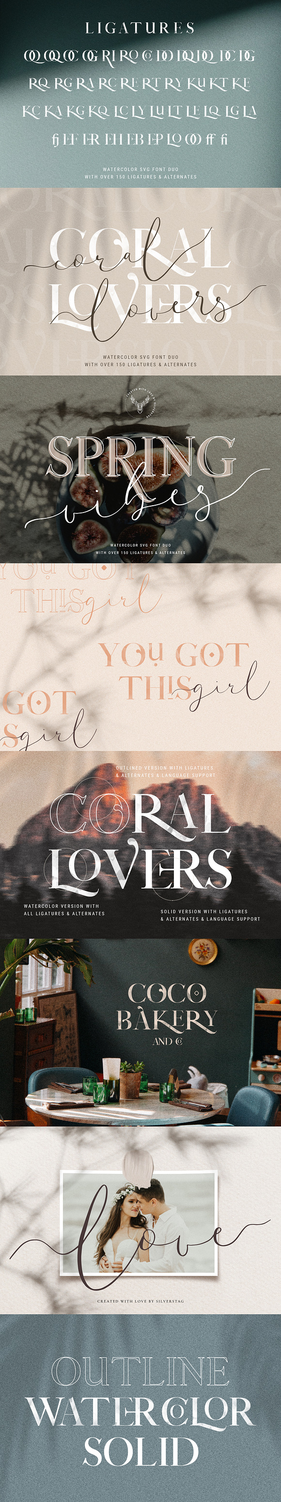 Coral Lovers SVG Watercolor Font Duo in Script Fonts - product preview 23
