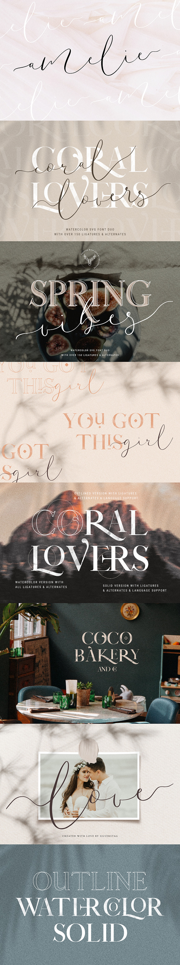 Coral Lovers SVG Watercolor Font Duo in Script Fonts - product preview 25