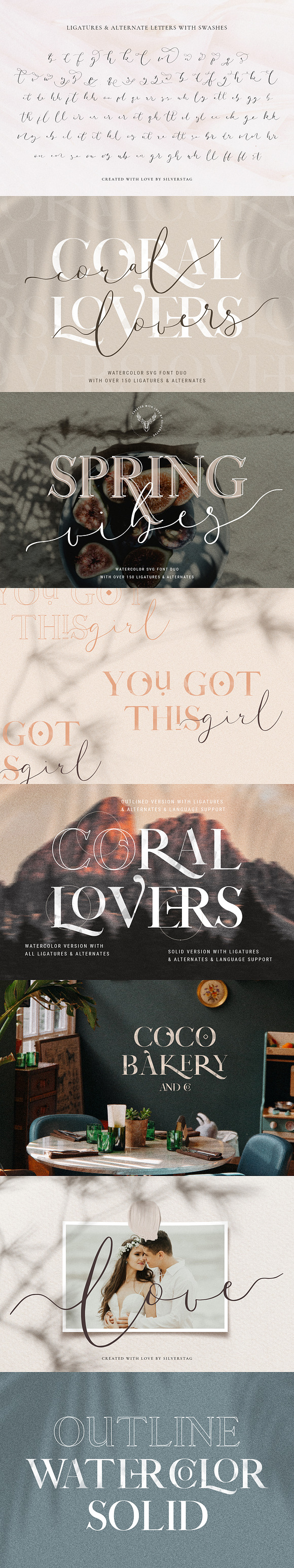 Coral Lovers SVG Watercolor Font Duo in Script Fonts - product preview 28