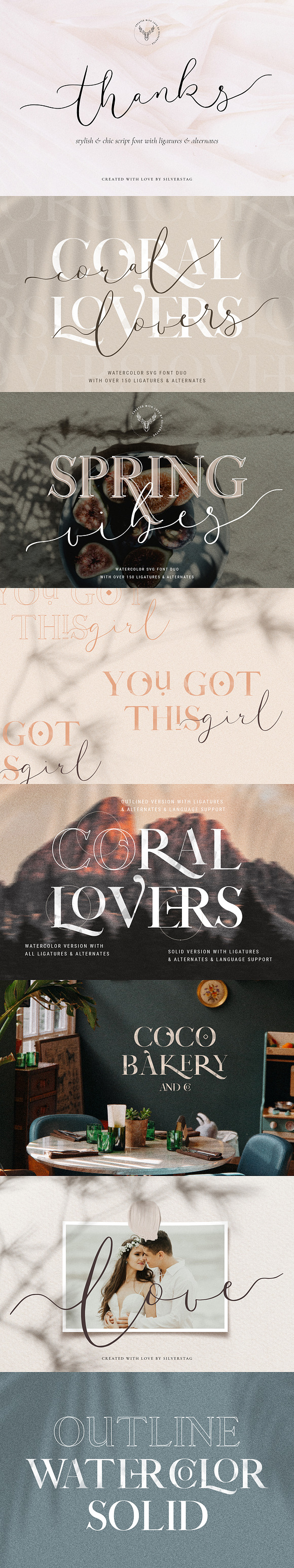 Coral Lovers SVG Watercolor Font Duo in Script Fonts - product preview 29