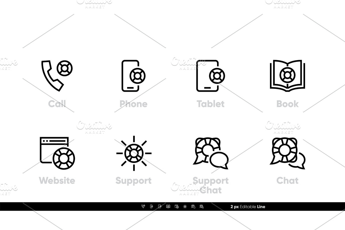Support Service Chat icons. Phone in Illustrations - product preview 8