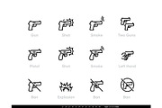 Gun icon set. Handgun, Pistol