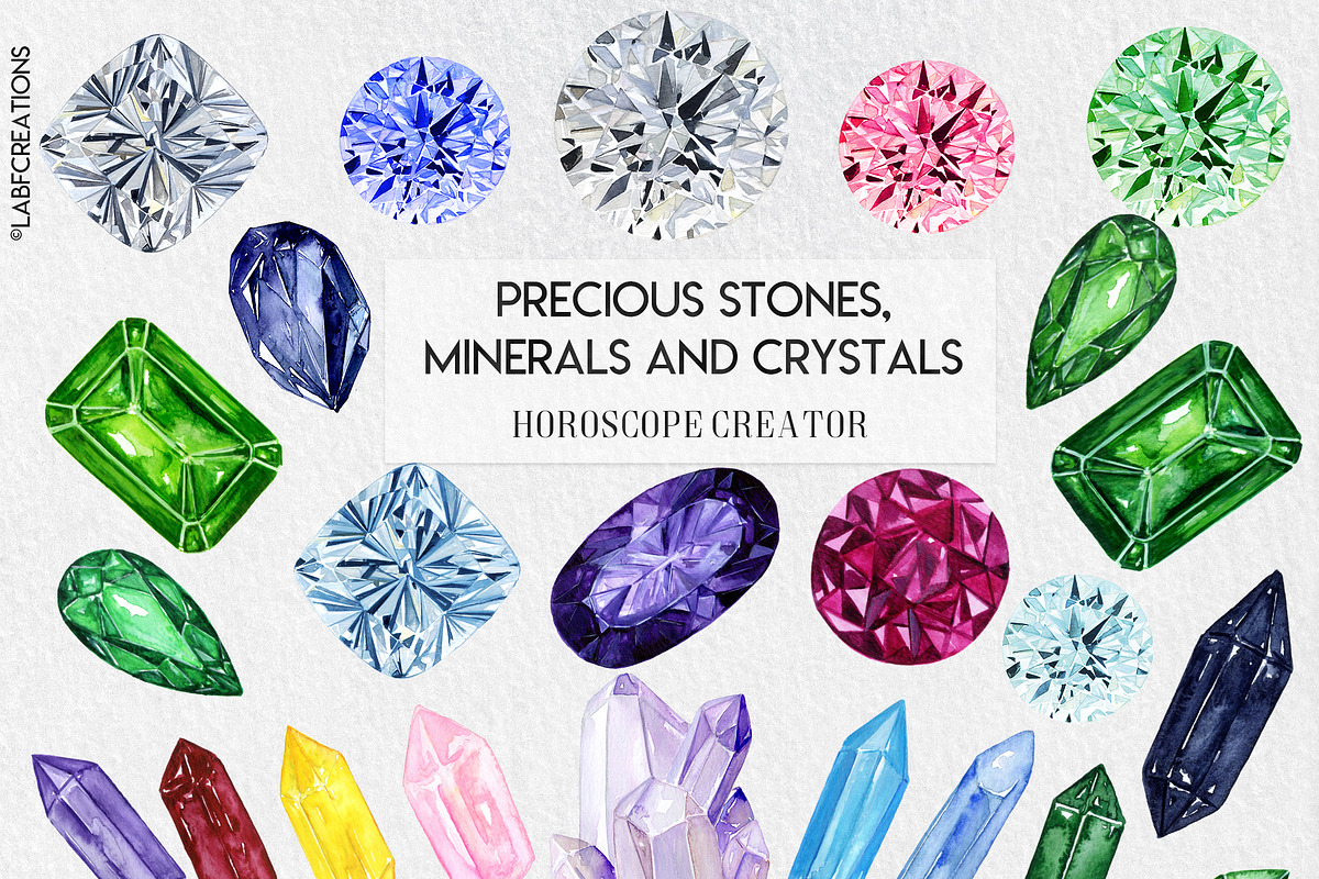 Watercolor Stones, Crystals Minerals in Illustrations - product preview 8