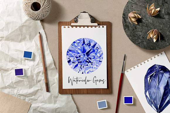 Watercolor Stones, Crystals Minerals in Illustrations - product preview 1