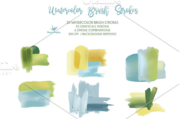 Watercolor Brush strokes in Illustrations - product preview 3