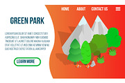 Green park concept banner, isometric