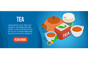 Tea concept banner, isometric style