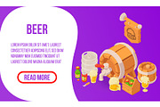 Beer concept banner, isometric style