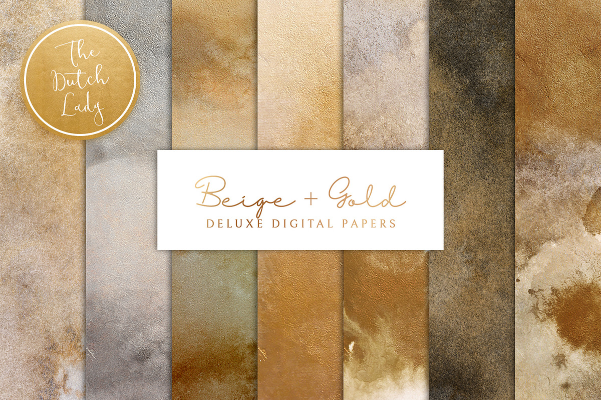 Beige & Gold Digital Backgrounds in Textures - product preview 8