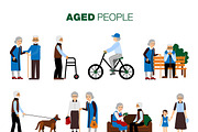 Aged people in different situations