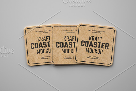 Kraft Beverage Coaster Mockup in Branding Mockups - product preview 9