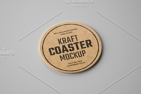 Kraft Beverage Coaster Mockup in Branding Mockups - product preview 11