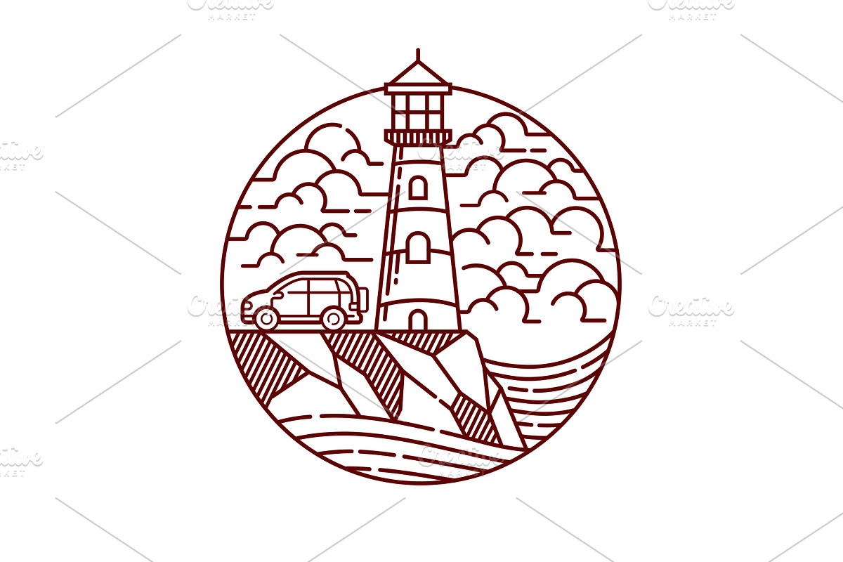 Beautiful view of the lighthouse in Illustrations - product preview 8