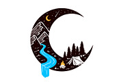 Camping at night illustration
