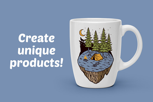 Camping in the forest illustration in Illustrations - product preview 1