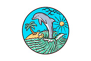 Dolphin beach illustration