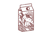 Mountain and milk line illustration