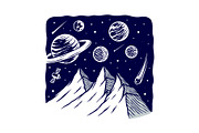 Mountain universe illustration